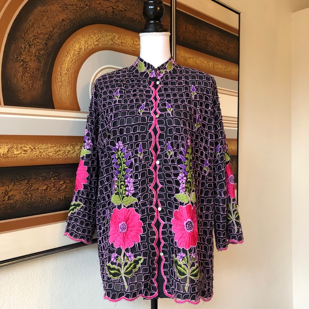 Vintage Black and Pink Floral Jacket